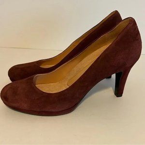Michelle genuine leather suede red bordeaux pump heel size 7